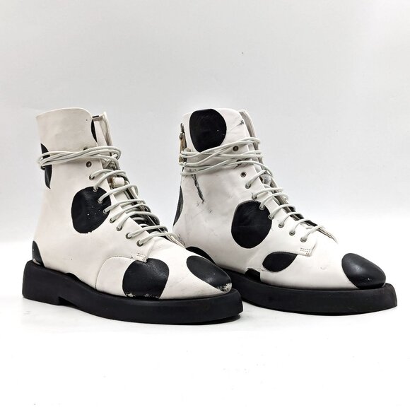 Marsell Women Gomello Polka Dots Screen Print Leather Boots 7US EUR37 - Picture 1 of 10